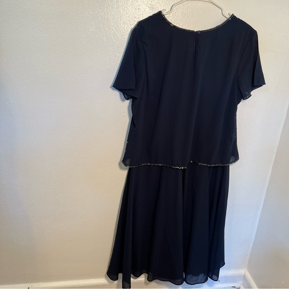 Vintage Anthony Richards Beaded Dance Dress Navy Blue - Picture 7 of 10